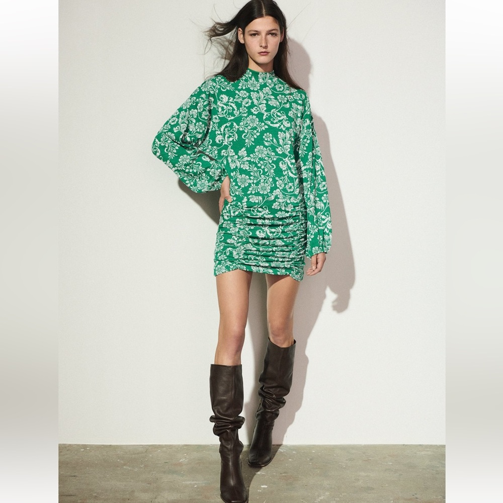 Zara balloon sleeve jacquard dress - worn once